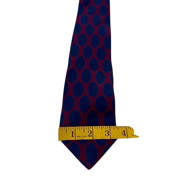 Vintage MALLARDS Mens Silk Necktie 57"Lx 3"W Blue Burgundy Made In Italy… - Picture 3 of 4